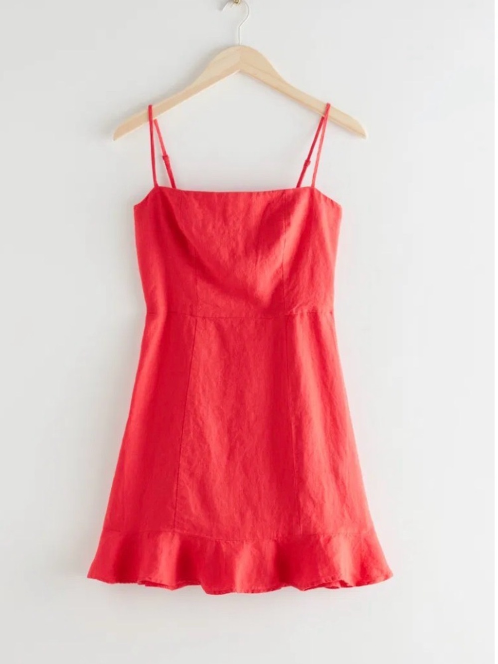 Red Linen Mini Dress - Picture 2 of 3